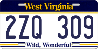 WV license plate 2ZQ309