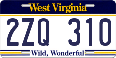 WV license plate 2ZQ310