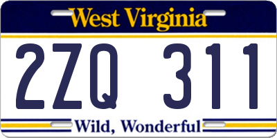 WV license plate 2ZQ311