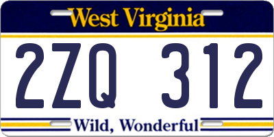 WV license plate 2ZQ312