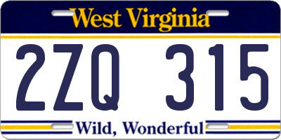WV license plate 2ZQ315