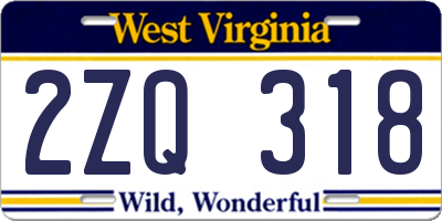 WV license plate 2ZQ318