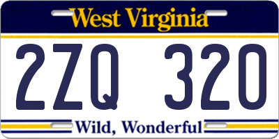 WV license plate 2ZQ320