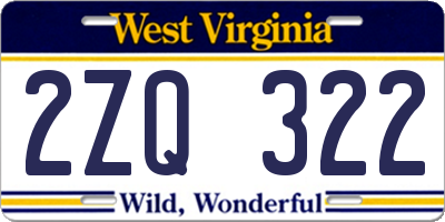 WV license plate 2ZQ322
