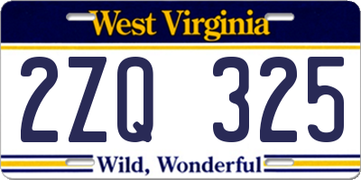 WV license plate 2ZQ325
