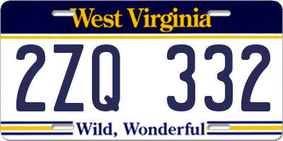 WV license plate 2ZQ332