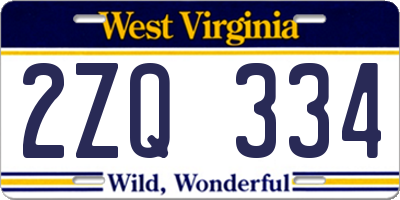 WV license plate 2ZQ334