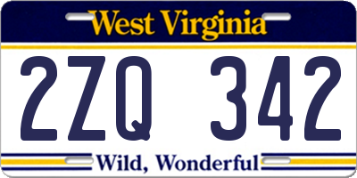 WV license plate 2ZQ342
