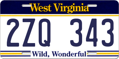 WV license plate 2ZQ343