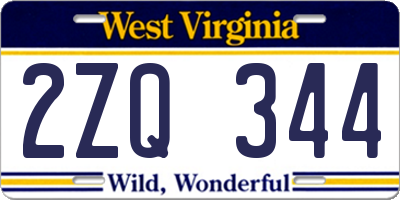 WV license plate 2ZQ344
