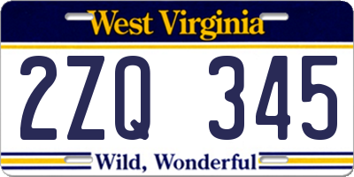 WV license plate 2ZQ345