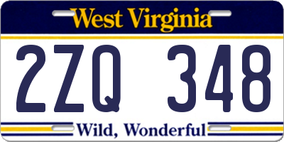 WV license plate 2ZQ348