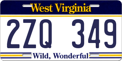 WV license plate 2ZQ349