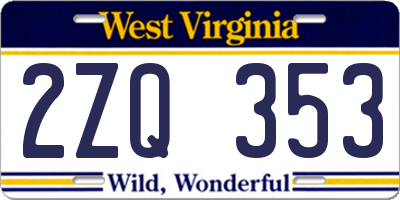 WV license plate 2ZQ353