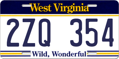 WV license plate 2ZQ354