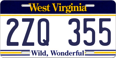 WV license plate 2ZQ355