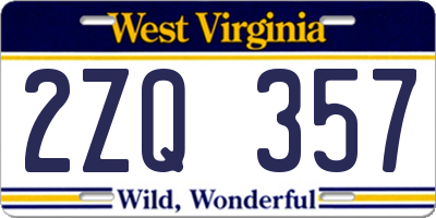 WV license plate 2ZQ357