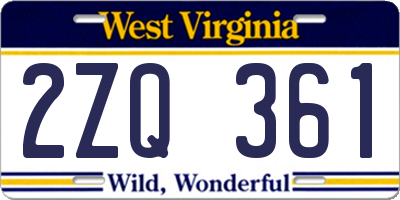 WV license plate 2ZQ361