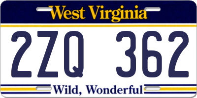 WV license plate 2ZQ362
