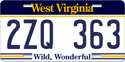 WV license plate 2ZQ363