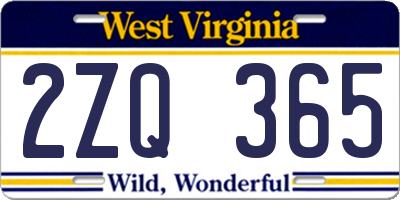 WV license plate 2ZQ365