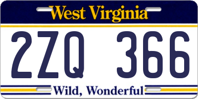 WV license plate 2ZQ366