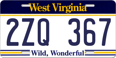 WV license plate 2ZQ367