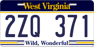 WV license plate 2ZQ371