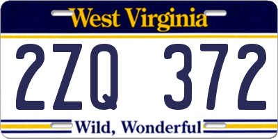 WV license plate 2ZQ372