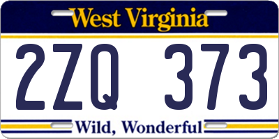 WV license plate 2ZQ373