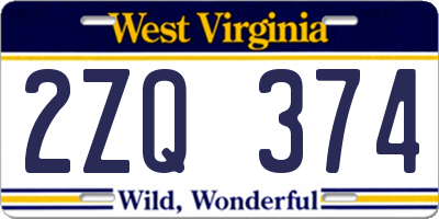 WV license plate 2ZQ374