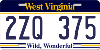 WV license plate 2ZQ375