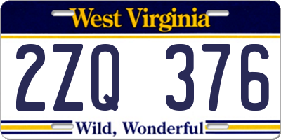 WV license plate 2ZQ376