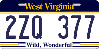 WV license plate 2ZQ377