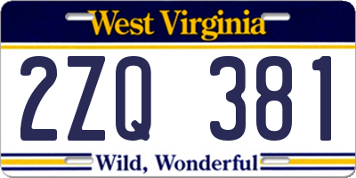 WV license plate 2ZQ381