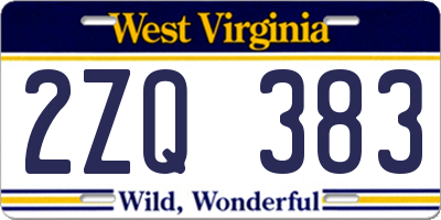 WV license plate 2ZQ383