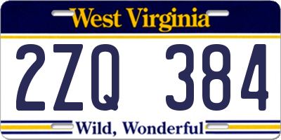 WV license plate 2ZQ384