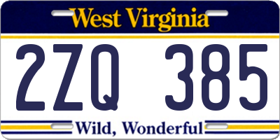 WV license plate 2ZQ385