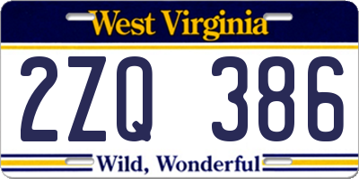 WV license plate 2ZQ386