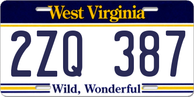 WV license plate 2ZQ387