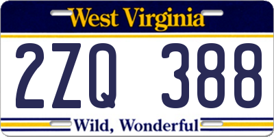 WV license plate 2ZQ388