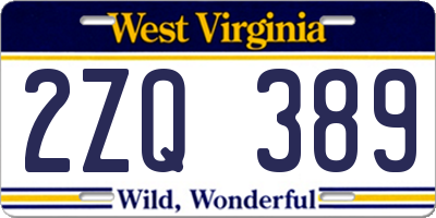 WV license plate 2ZQ389
