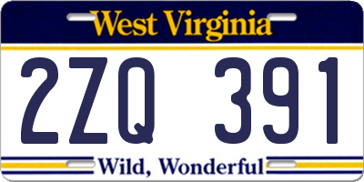 WV license plate 2ZQ391