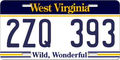 WV license plate 2ZQ393