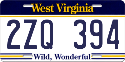 WV license plate 2ZQ394