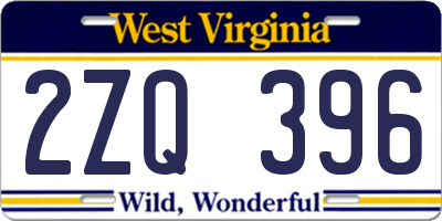 WV license plate 2ZQ396