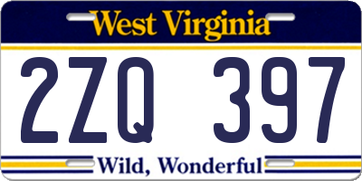 WV license plate 2ZQ397