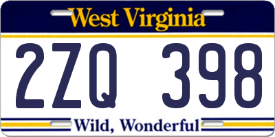 WV license plate 2ZQ398
