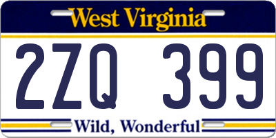 WV license plate 2ZQ399