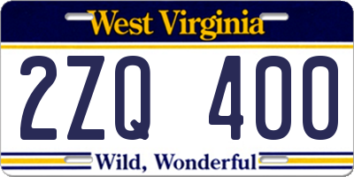 WV license plate 2ZQ400